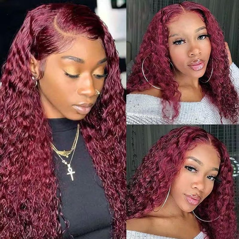 Water Wave Human Hair Bundles 16 18 20 Inch #99J Burgundy Bundles Human Hair Wine Red 12A Unprocessed Native Virgin Hair 50G Per Bundle 3 Extensions Wet and Wavy Weave for Women