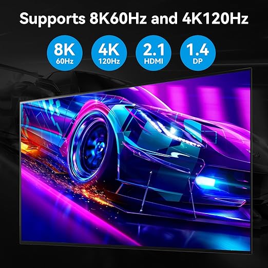 ATLAHET 8K KVM Switch 3 Monitors 2 Computers 8K 60Hz 4K 120Hz KVM Switches HDMI+2 Displayport for Two PC Share Triple Monitor
