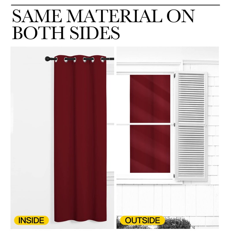 NICETOWN Burgundy Red Blackout Draperies Curtains - Pair of Grommet Top Thermal Insulated Blackout Decorative Curtains for Thanksgiving Day & Christmas Decor(55 inches Wide by 90 inches Long)