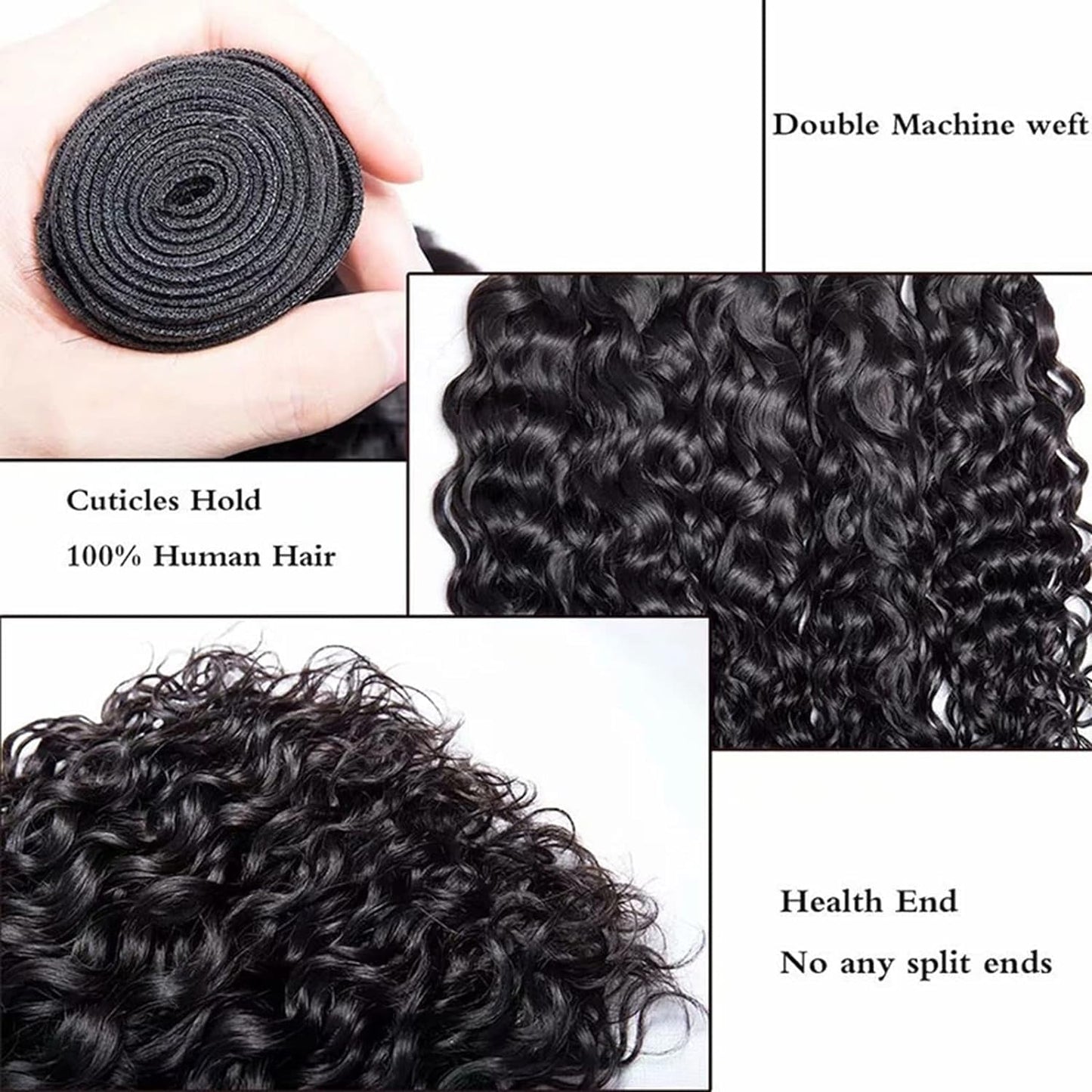 Water Wave Human Hair Bundles 14 Inch One Bundle Deep Curly Human Hair Double Weft Natural Wave Wet and Wavy Hair Extensions