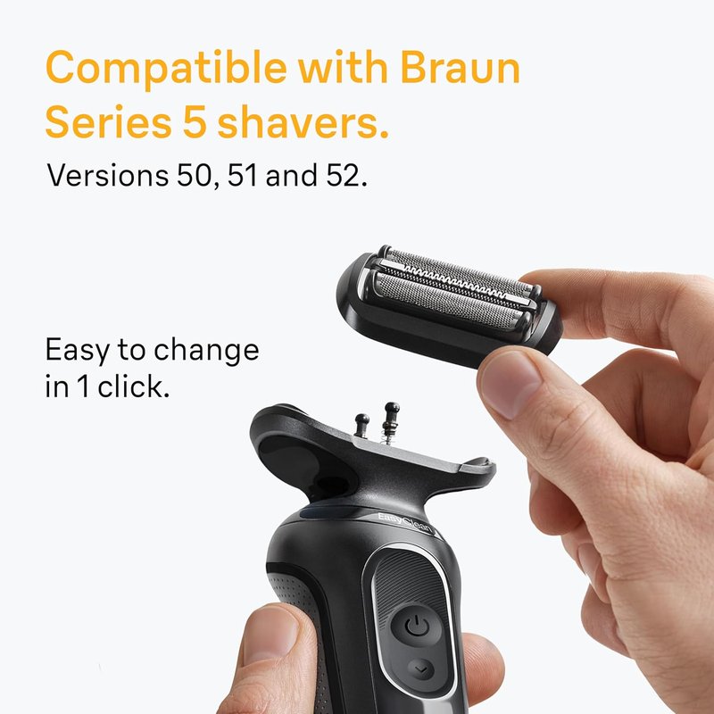 Braun Series 5 Electric Shaver Replacement Head - Effortless Attachment for Optimal Shaving | Compatible with Series 5 54B, Black