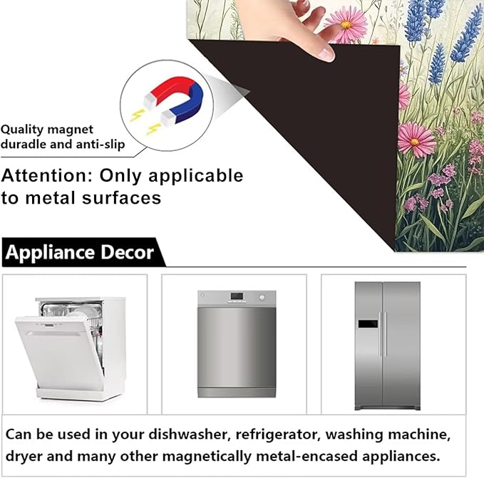 Dishwasher Magnet Cover 23x26 in Realistic Garden Wildflowers and Monarch Butterfly Magnetic Dishwasher Cover for Kitchen Appliance Decoration Front Panel Sticker Panel Home Decor