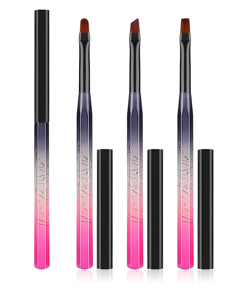 Nail Art Clean Up Brushes Set - 3PCS Acetone Resistant Round, Angled & Flat | Perfect for OPI Nail Polish Remover