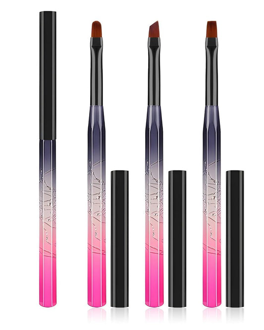 Nail Art Clean Up Brushes Set - 3PCS Acetone Resistant Round, Angled & Flat | Perfect for OPI Nail Polish Remover