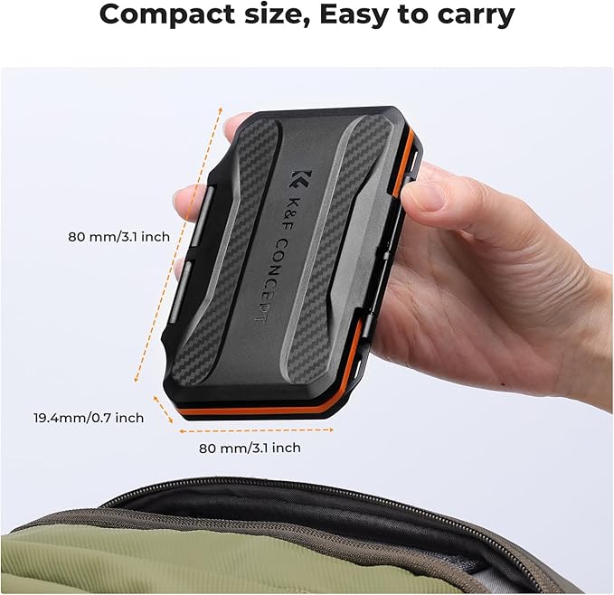 K&F CONCEPT 6 Slots XQD Cfexpress Type-B Card Holder, Water-Resistant Memory Card Storage Carring Case, Shockproof Card Protection Box Organizer