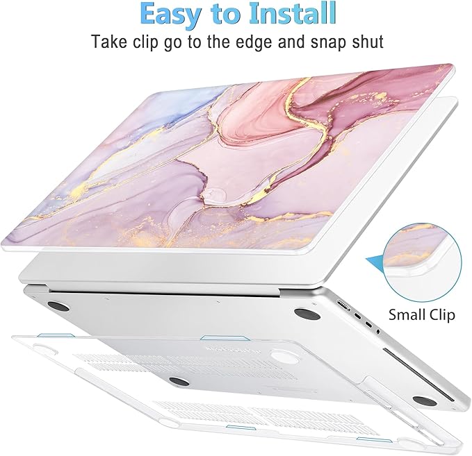 Mektron Case for 2026 M5 MacBook Pro 16 inch A3429 A3428 M4 A3403 A3186 M3 A2991 M2 A2780 M1 A2485 (2021-2025) Pro/Max with Liquid Retina XDR, Hard Shell Plastic Laptop Cover, Pink Marble