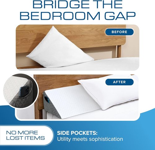 Kolbs Full Size Bed Wedge Pillow - Stylish Headboard Gap Filler for Comfort & Support