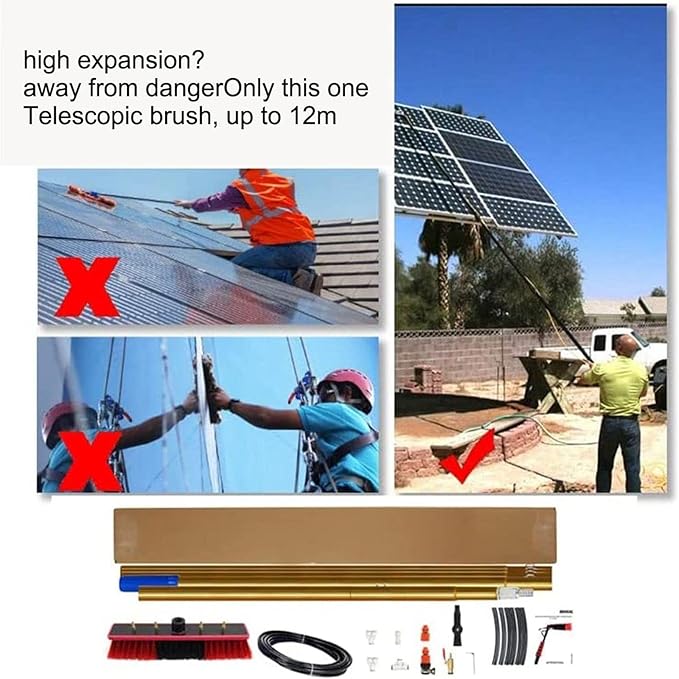 Extendable Window Cleaning Pole Aluminium Alloy Telescopic Cleaning Brush Water Fed Window Cleaning Kit Solar Panel Cleaning Equipment Roof Cleaning Tools