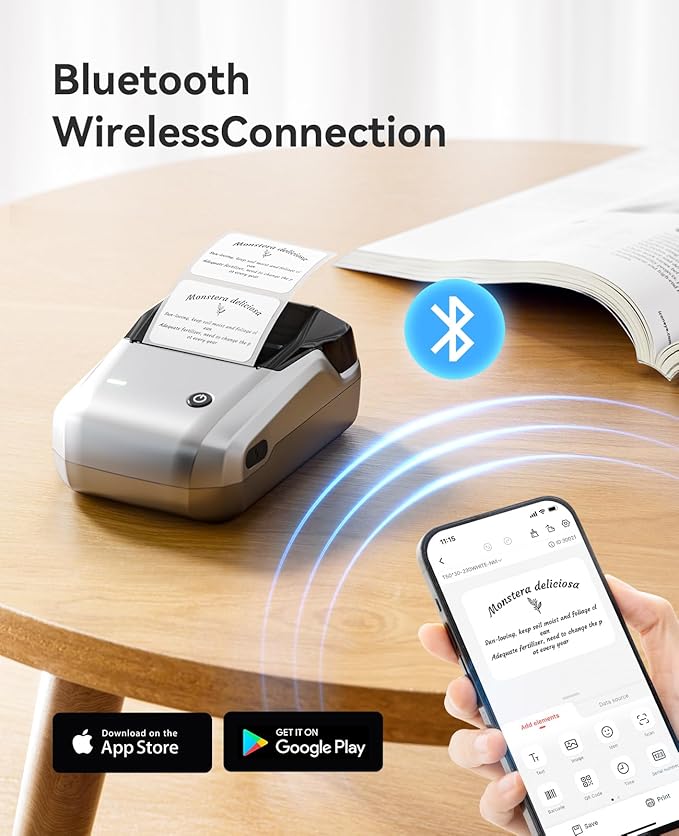NIIMBOT B1 Label Maker Machine, Thermal Label Printer Easy to Use for Office, Home, Business, Came with 1 Roll White Label(Sliver)