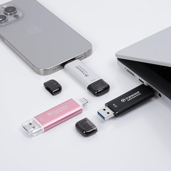 Transcend ESD310 512GB External SSD, Up to 1,050MB/s, Dual USB Flash Drive for iPhone/iPad/Mac/Windows, Android/Tablet/PC, USB 3.2 Gen 2 Thumb Drive Photo Stick, 2-in-1 Type C &Type A Memory Stick