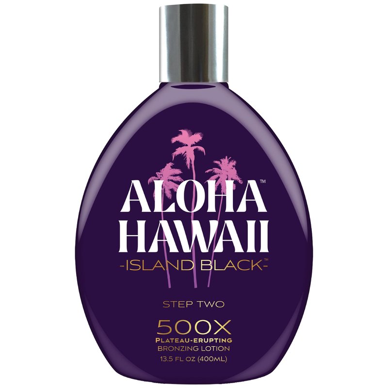 Aloha Hawaii Island Black Tanning Lotion, 500X Plateau-Erupting Bronzer with Copper Peptides, Hyaluronic Acid & Ceramides, 13.5 Fl Oz