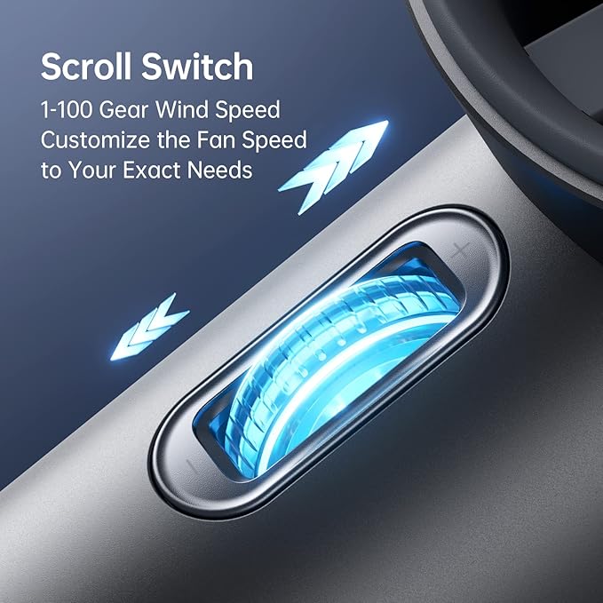 JISULIFE Handheld Fan Pro1S - Next-Gen Airflow: Up to 40h Runtime, Metal Body - Enduring Quality, 1-100 Speed Scroll Wheel, 5000mAh-Portable Fan for Travel, Gifts for Women Men(Starry Grey)