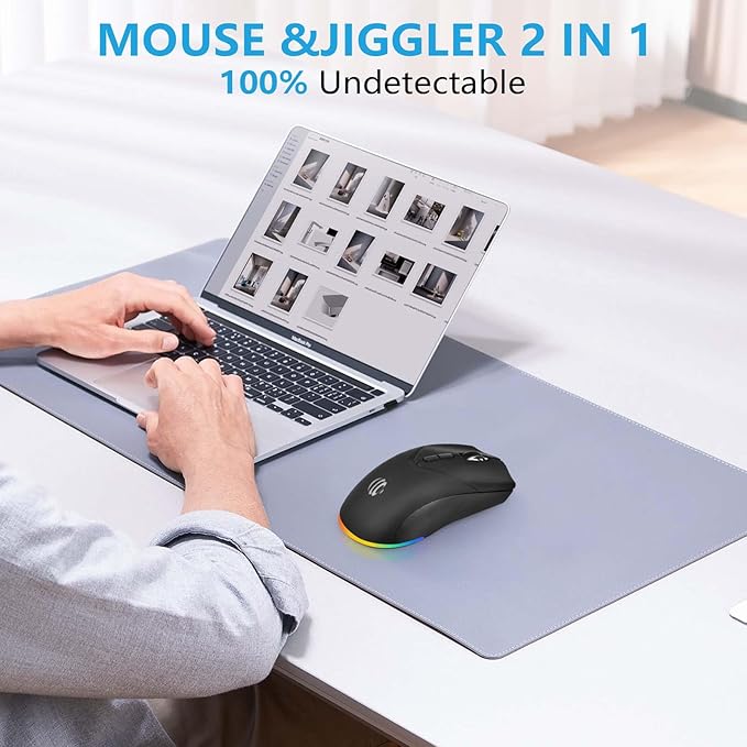 Mouse Wireless, Bluetooth Rechargeable Mouse, Dual Mode BT 5.2 + 2.4G USB Silent Wireless Bluetooth Mouse, RGB Ergonomic Portable 3-Level 1600 DPI Mouse for Laptop, iPad, MacBook Air Pro, PC, Black