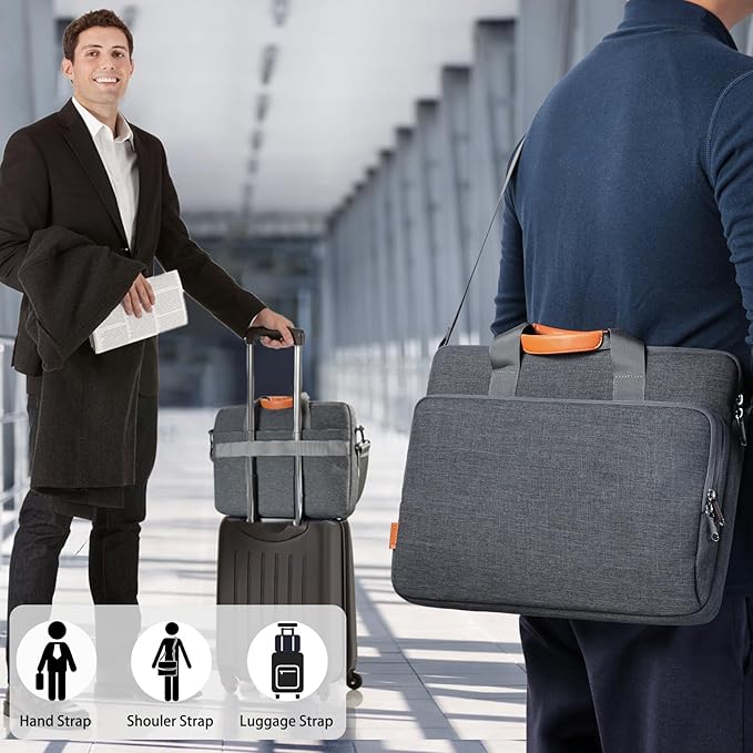 bagasin 15 15.6 16 inch Laptop Computer PC Shoulder Bag Carrying Case, Water-Repellent Fabric Briefcase, Lightweight Toploader, Business Casual or School