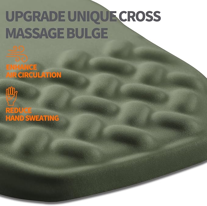 Armanza Ergonomic Slope Mouse Pad Wrist Support, Wrist Rest Mousepad for Carpal Tunnel Pain Relief with Massage Bulge and Slow Rebound Memory Foam (12x8 inch, Olive Green)