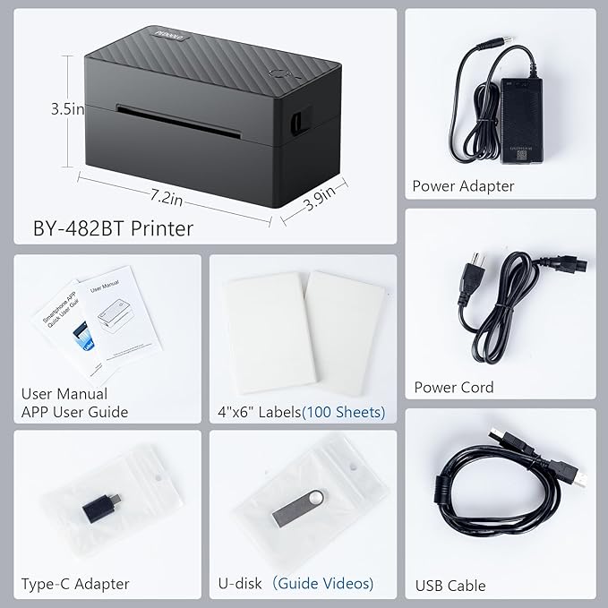 PEDOOLO Label Printer, 4x6 Shipping Label Thermal Printer for Packages, Bluetooth Conection and Compatible with Android, iPhone, Windows, Mac, Chromebook, Amazon, UPS, USPS, FedEx, Shopify