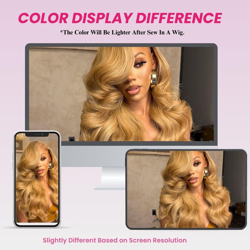 ALHER Honey Blonde 4x4 Closure Human Hair Body Wave, Color #27 Sun-kissed Vibe Golden Blonde Wavy Free Part Melt 4x4 HD Closure, 12A 100% Virgin Remy Real Human Hair Pre Plucked With Baby Hair 10 Inch