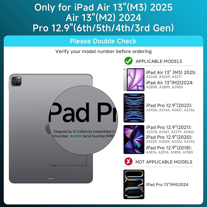 Transparent Case with Keyboard for iPad Air 13 Inch (M4/M3/M2, 2026/2025/2024), iPad Pro 12.9 Inch (6/5/4/3 Gen),7-Color Backlit,Magic wireless Keyboard, 360°Rotating,with trackpad,Pencil Holder,blue