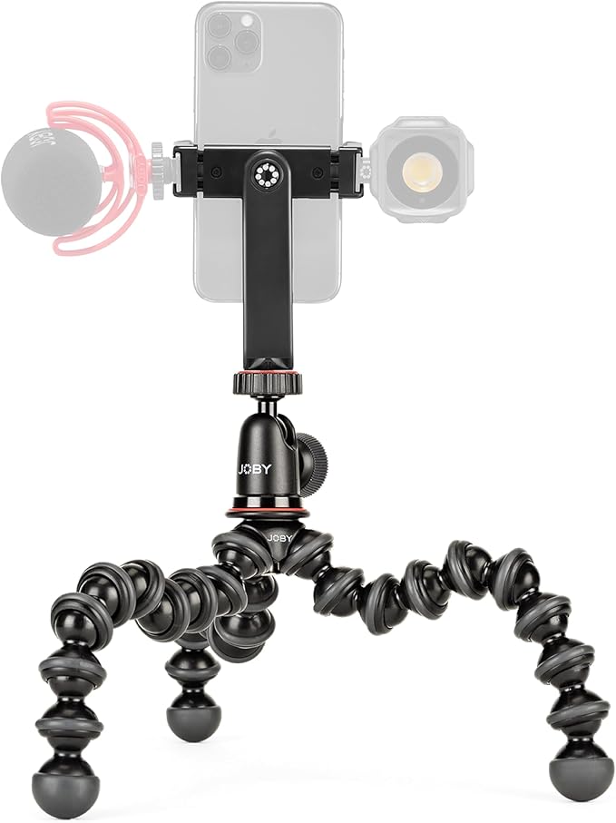 Joby GorillaPod 1K GripTight 360 Mount Kit, Compact Flexible Tripod 1K Stand and BallHead, with Rotating Phone Mount, Easy Landscape or Portrait Mode, Double Cold Shoe, Supports up to 1kg (2.2lb)