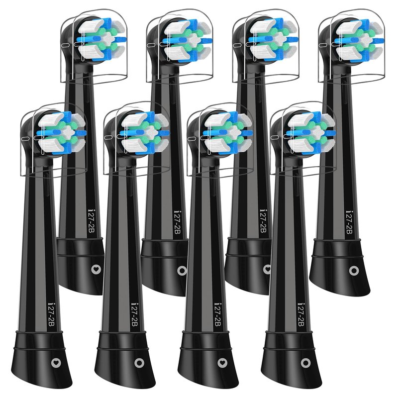 8 Pack Replacement Heads Compatible with Oral B IO 2/3/4/5/6/7/8/9/10/Deep Clean Series Electric Toothbrush, Brush Heads Refill Compatible with Oral B IO for Teeth and Gums Care (Black)
