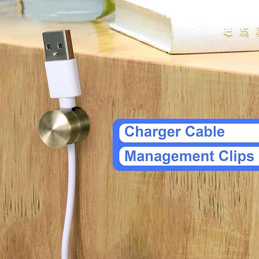SmallCat 1 Set Charger Holders for Cords, Antique Copper Color Adjustable Cable Anchor Holders, Adhesive Metal Cord Clips, Cable Management Wire Organizers for Desk, Office, Nightstand