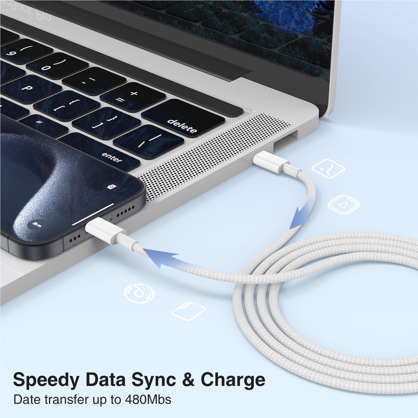LOFPYE 3-Pack Grey 3.3FT 60W USB C to USB C Cable, Type C Fast Charging Cable for iPhone Air 17 16e 16 15 Pro Plus Pro Max，for Galaxy S25/S24, for iPad Pro/Air/mini, for MacBook Pro/Air and More