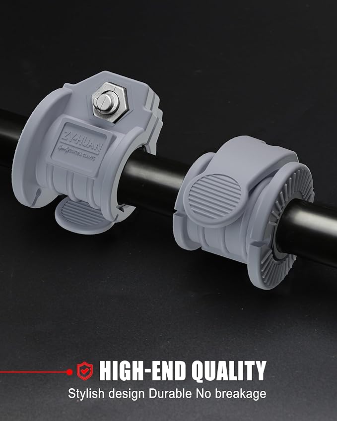 ZY-HUAN Barbell Clips 1 inch Barbell Clamps 0.9-1.18inch Quick Release Weight Clips for Bars Multi-Size Adjustable Olympic Barbell Clamps (Gray)