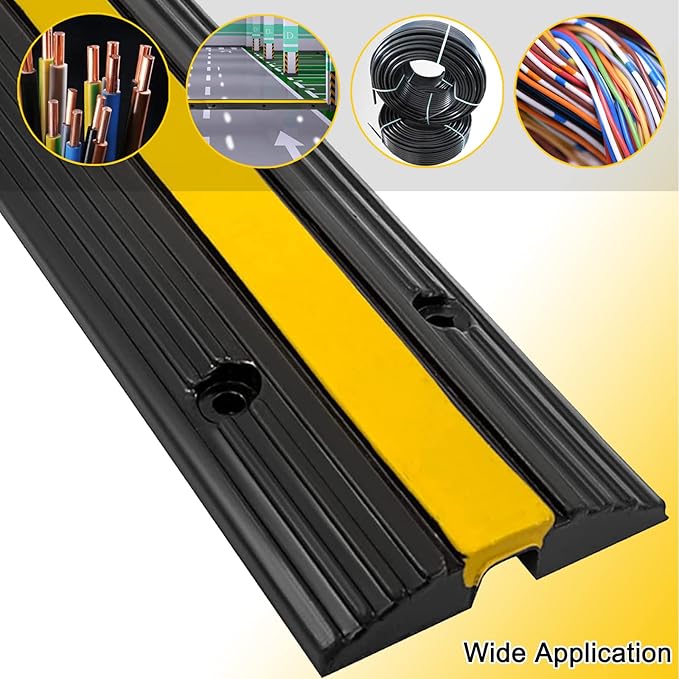CXRCY Cable Protector Ramp 4 Pack of 1-Channel Rubber Hose Ramp,Driveway Guard,22046Lbs Capacity Heavy Duty Speed Bumps Hose Cord Protector Ramps for Driveway&Outdoor/Wire/Hose/Pipe Hider