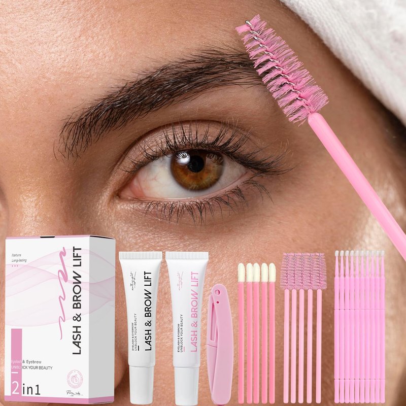 Lash & Brow Lift, Professional Lash Lift Kit Natural Ingredient for Long-Lasting Natural Curl & Self Lash Lifting, Brow Lamination Set for Salon-Quality Results at Home