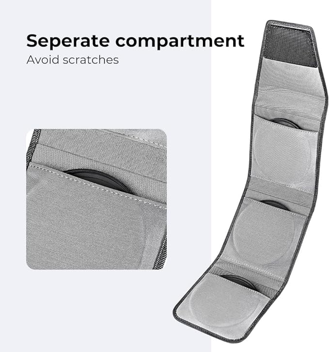 K&F CONCEPT Lens Filter Pouch, Lens Filter Case 3 Pocket Professional Photography Filter Holder Belt Bag Pouch Water-Resistant and Dustproof for Filter Up to 62mm