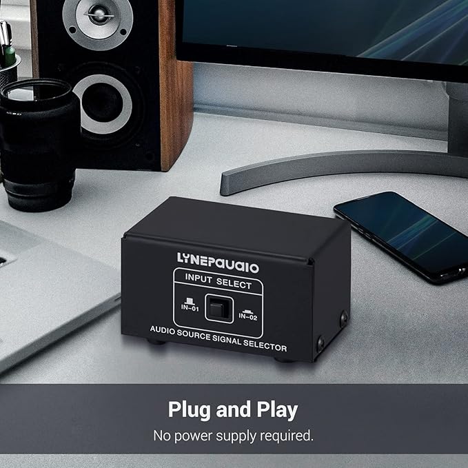 JINGFENG Audio Switcher 3.5mm 2 in 1 Out/1 in 2 Out A/B Switch Stereo Audio Splitter Box with No Distortion 3.5mm Jack for Switching Between Computer Speakers and Headphones