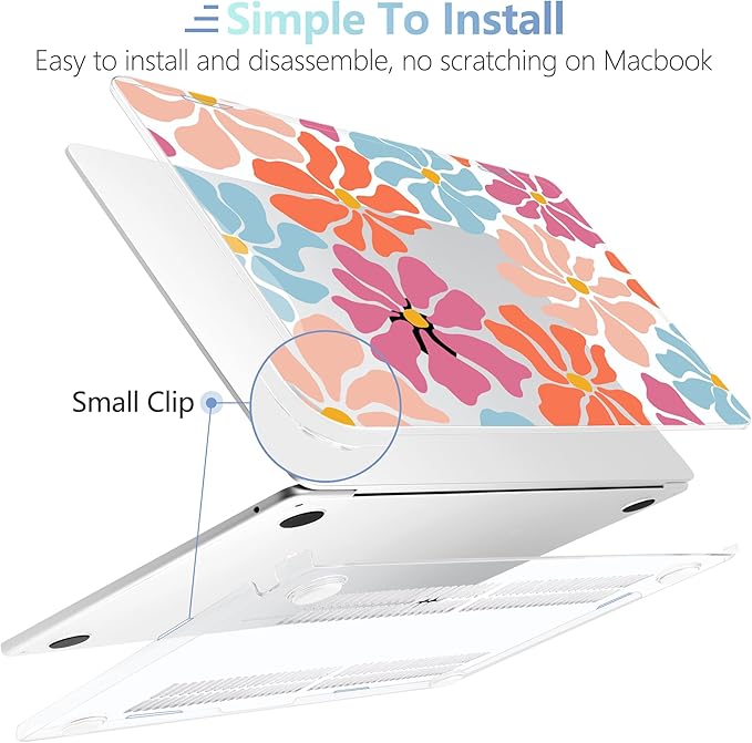 MEEgoodo Case for M5/M4/M3/M2 MacBook Air 13 inch 2026 2025 2024 2022, Fit Model A3449/A3240/A3113/A2681, Case Compatible with MacBook Air 13.6-inch, Minimalist Style Floral