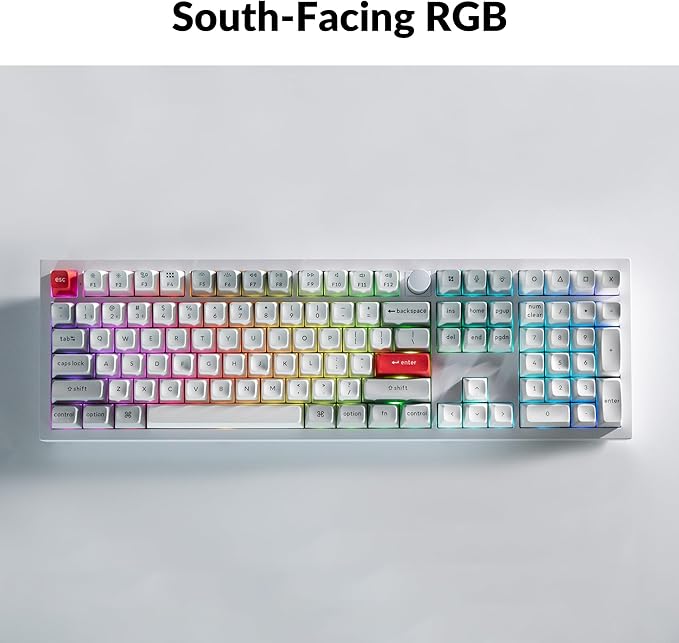 Keychron Q6 Pro Full-Size Bluetooth Custom Mechanical Keyboard, Full Metal QMK/VIA Programmable Knob KSA Double-Shot PBT Keycaps Hot-Swappable Banana Switch, Mac Windows Linux-White