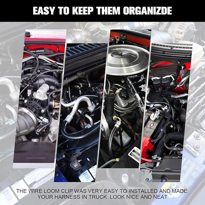 Dakchor 160 Pcs Push Mount Cable Zip Tie, Car Wire Loom Routing Clips 7 Different Sizes Quickly Mount Cable Ties Fixed Wire Harness for Jeep Wrangler Trucks Universal Automotive Clips