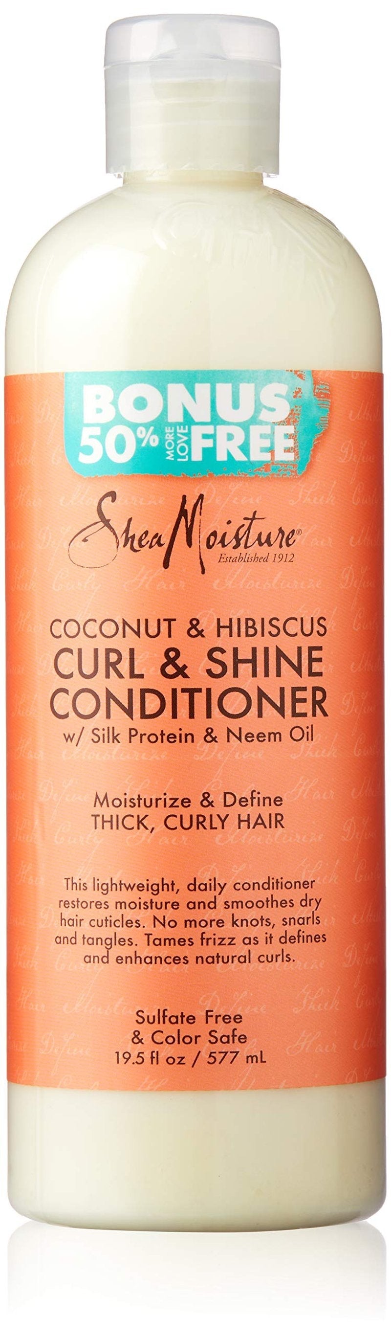 Shea Moisture Coconut & Hibiscus Curl & Shine Conditioner, 19.5 Fl Oz