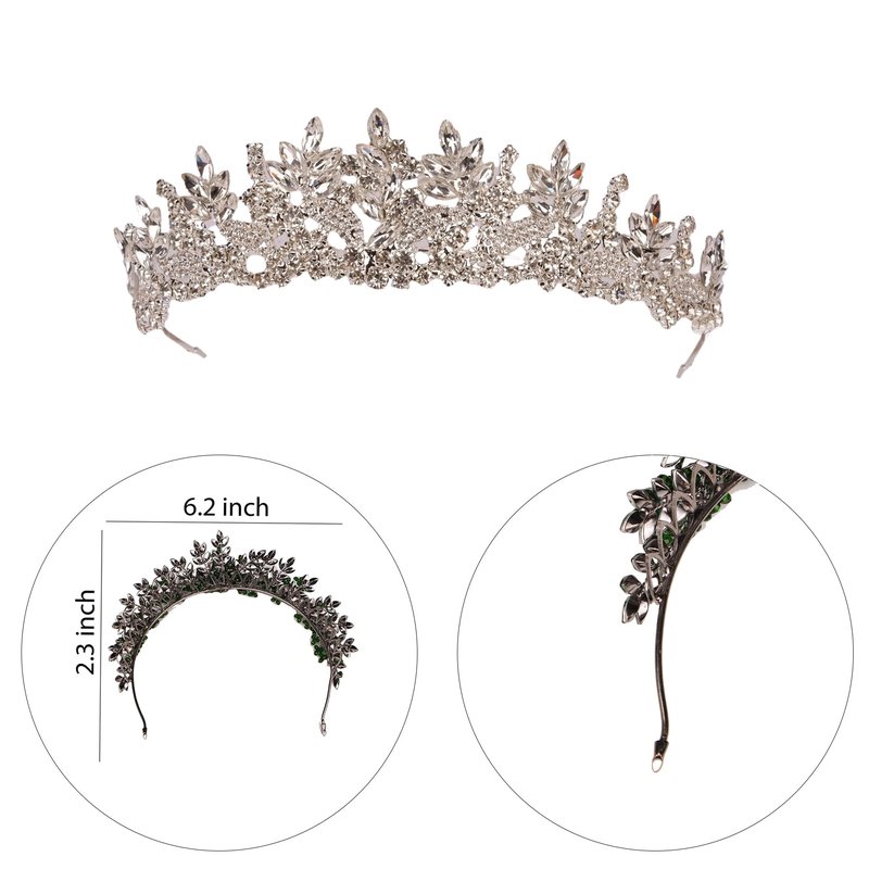 LIMELIA Women's Tiara for Henna Wedding Party|Glitter Hair Accessories for Bridal Birthday Pageant Prom Halloween Costume Christmas Party, Princess Crown|Crystal Stone-Silver