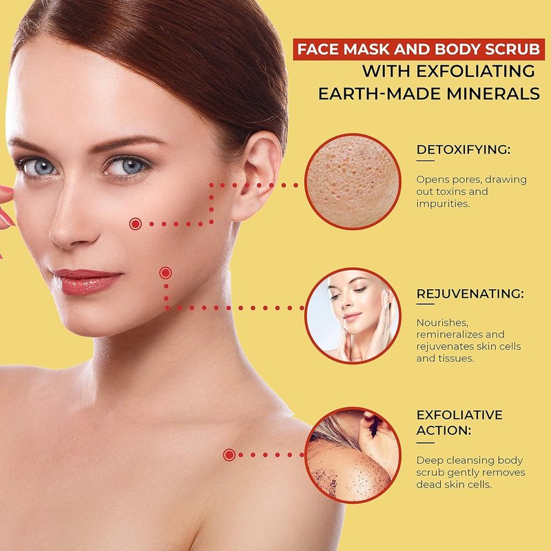 Auromere Ayurvedic Indian Healing Clay Mask for Natural Skin Care - Exfoliating Body Scrub and Facial Mask for Skin and Face Care - Mud Mask Unclogs Pores and Rejuvenates Sensitive or Oily Skin - 16oz