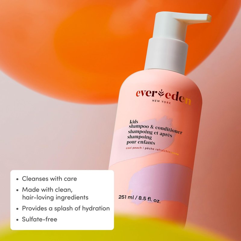 Evereden Kids Shampoo and Conditioner 2 in 1 and Kids Body Wash set | Gentle and Clean Skin Care | Non-toxic Ingredients | Cool Peach scent