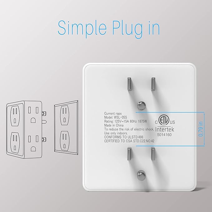 Multi Plug Outlet Splitter, Unidapt Multiple Outlets Extender Adapter with 6 AC Power Socket, Side Splitter Box, Wall Tap Plug Expander for Home Hotel Office Dorm Essentials, 2-Pack