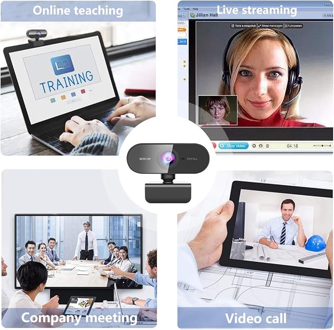 FWV Webcam with Microphone&1080P HD Web Cam,Stand for PC/MAC/Laptop/Desktop, Wide Angle Web Cameras for YouTube,Skype,Zoom,Xbox One,Video Calling,Studying and PS4