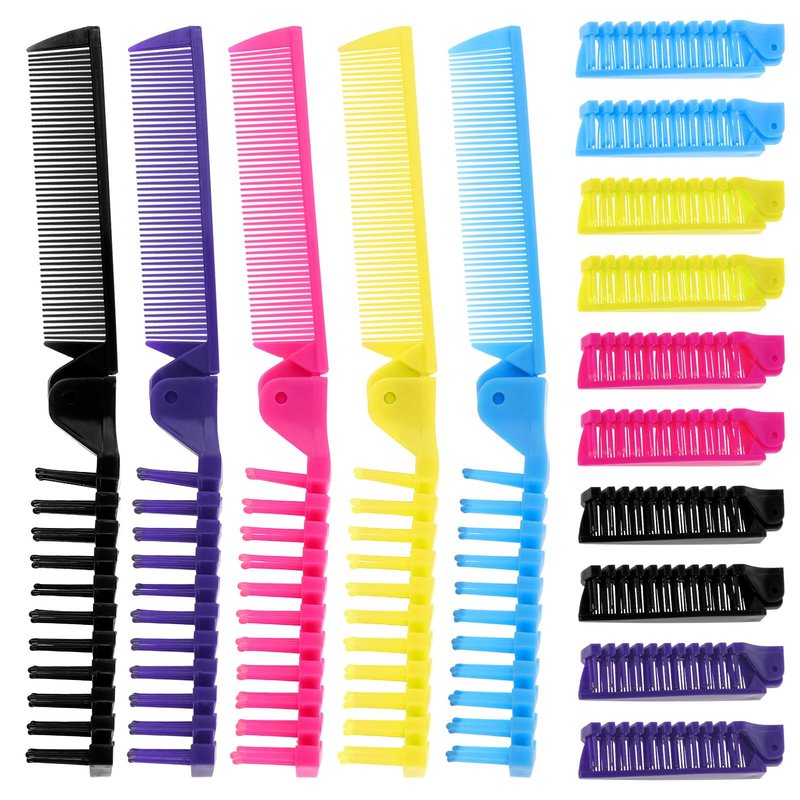 Foldable Hair Combs In Bulk, Individually Wrapped Multicolour Folding Comb, Women Men Pocket Size Double Headed Mini Hair Brush Styling Tool for Travel Hotel Homeless Shelter Charity Church(60 Pack)