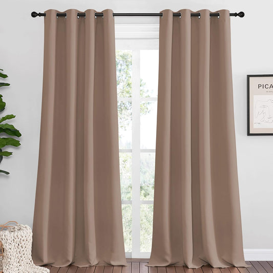 NICETOWN Blackout Curtains - Thermal Insulated Drapes Set of 2 | 55x102 Inch, Cappuccino