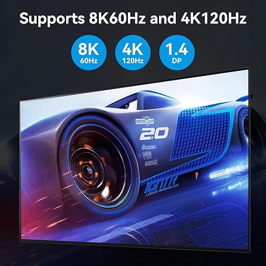 ATLAHET 2 PC Share 4 USB 3.0 8K Displayport KVM Switch 3 Monitors 2 Computers 4K 120Hz DP