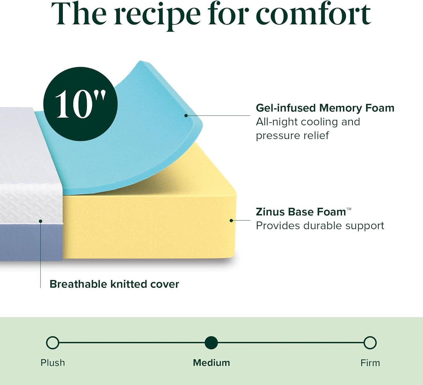 Zinus 10 Inch Twin Memory Foam Mattress - Cooling Comfort, Fiberglass-Free, Medium Feel, Safe Materials