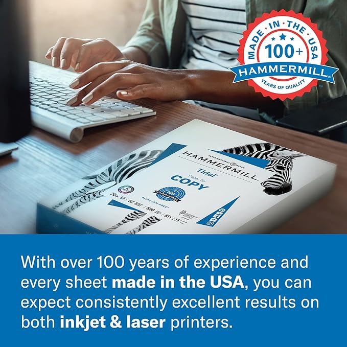 Hammermill Printer Paper, 20 Lb Copy Paper, 11 x 17-1 Ream (500 Sheets) - 92 Bright, Made in the USA, 105023R