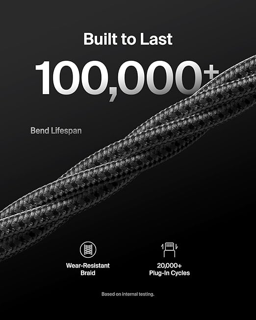 Belkin USB A to USB C Cable, 9.9ft, 15W - Type C Charger, iPhone Charger Cord, Soft, Braided, Flexible for iPhone 17 & 16, Galaxy S26, Pixel 10, iPad Pro, Airpods Pro, Switch & More - Black