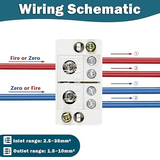 2-in-4-Out Self-Lifting Junction Box | Tool-Free Quick Connect Terminal Block for Home Wiring |Fireproof PVC Zero-Live Line Splitter one piece