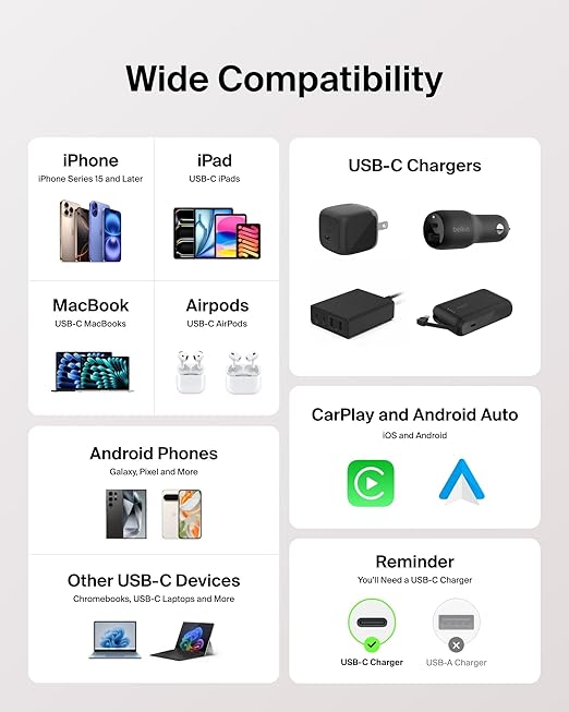 Belkin USB C to USB C Cable 2-Pack, 9.9ft, 60W - Type C Charger, iPhone Charger Cord, Soft, Braided, Flexible for iPhone 17, Galaxy S25, Pixel 10, Airpods, iPad Pro & More, Travel Essentials - Pink