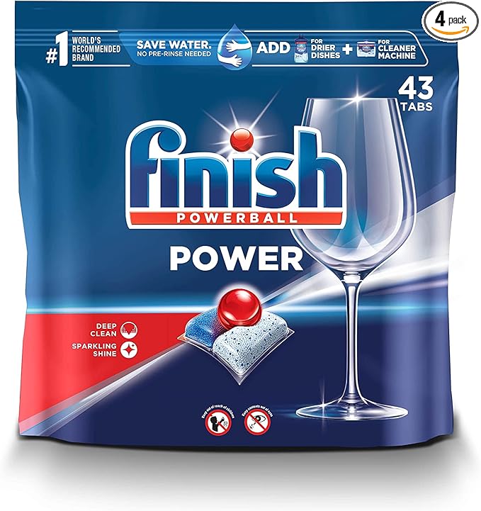 Finish Power - 43ct - Dishwasher Detergent - Powerball - Dishwashing Tablets - Dish Tabs, (Pack of 4)