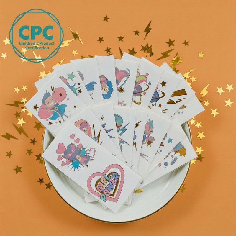 PapaKit 36 Pc Superhero Temporary Tattoo Set - 18 Individually Wrapped Sheets | Birthday Party Favors, Classroom Rewards, Goodie Bag Fillers